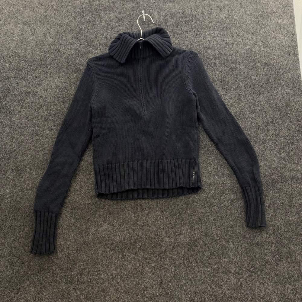Ralph Lauren Polo Jeans Co Navy Blue Ribbed Cotton Quarter Zip Sweater Medium